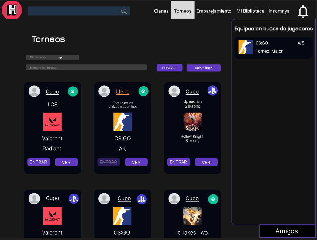 Demo de la plataforma de torneos